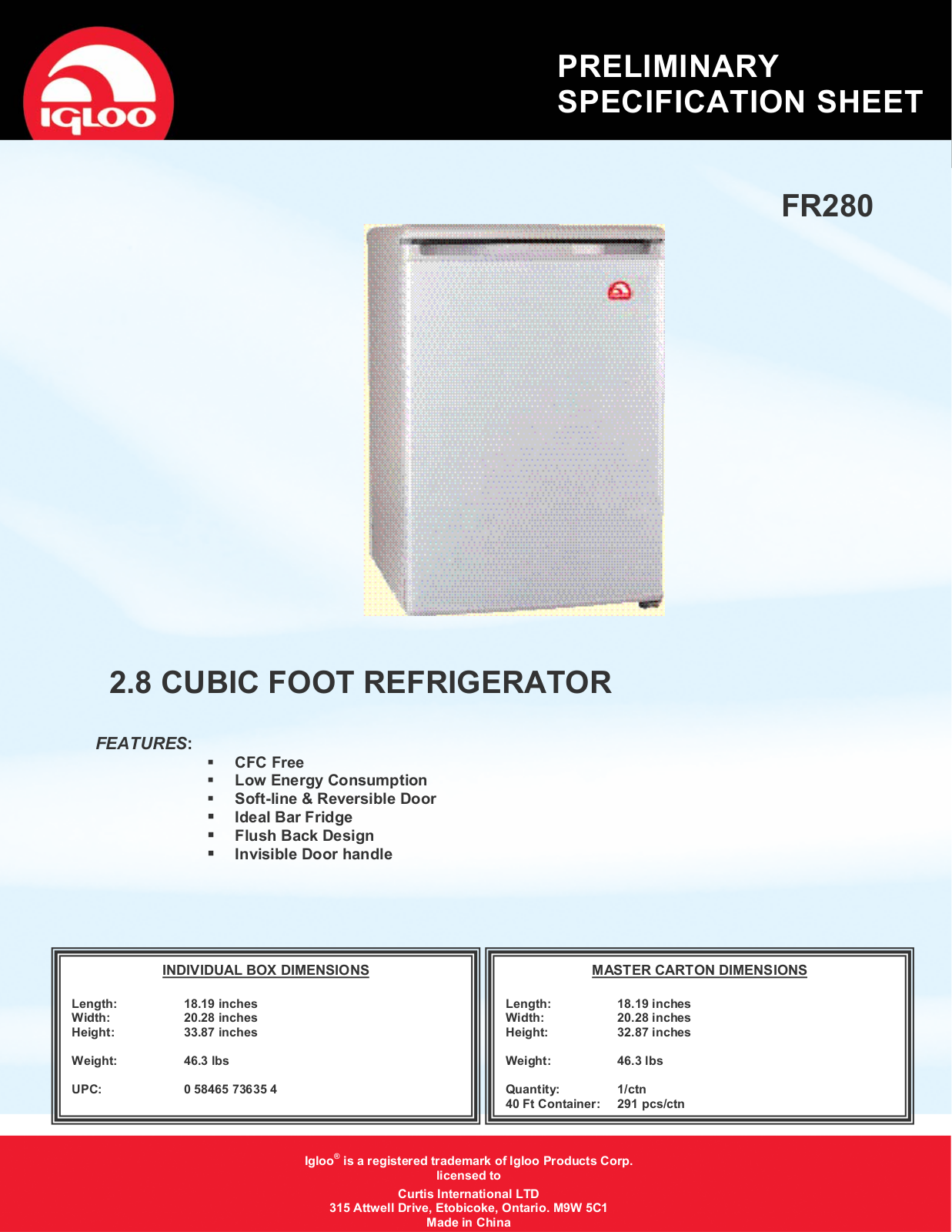 Igloo FR280 User Manual