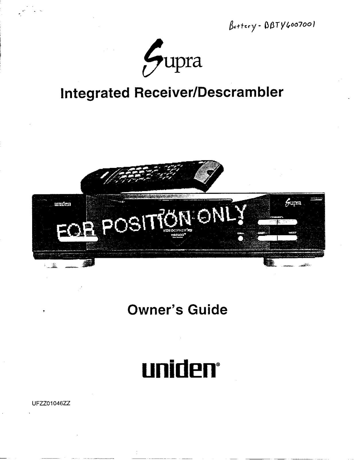 Uniden SUPRA User Manual