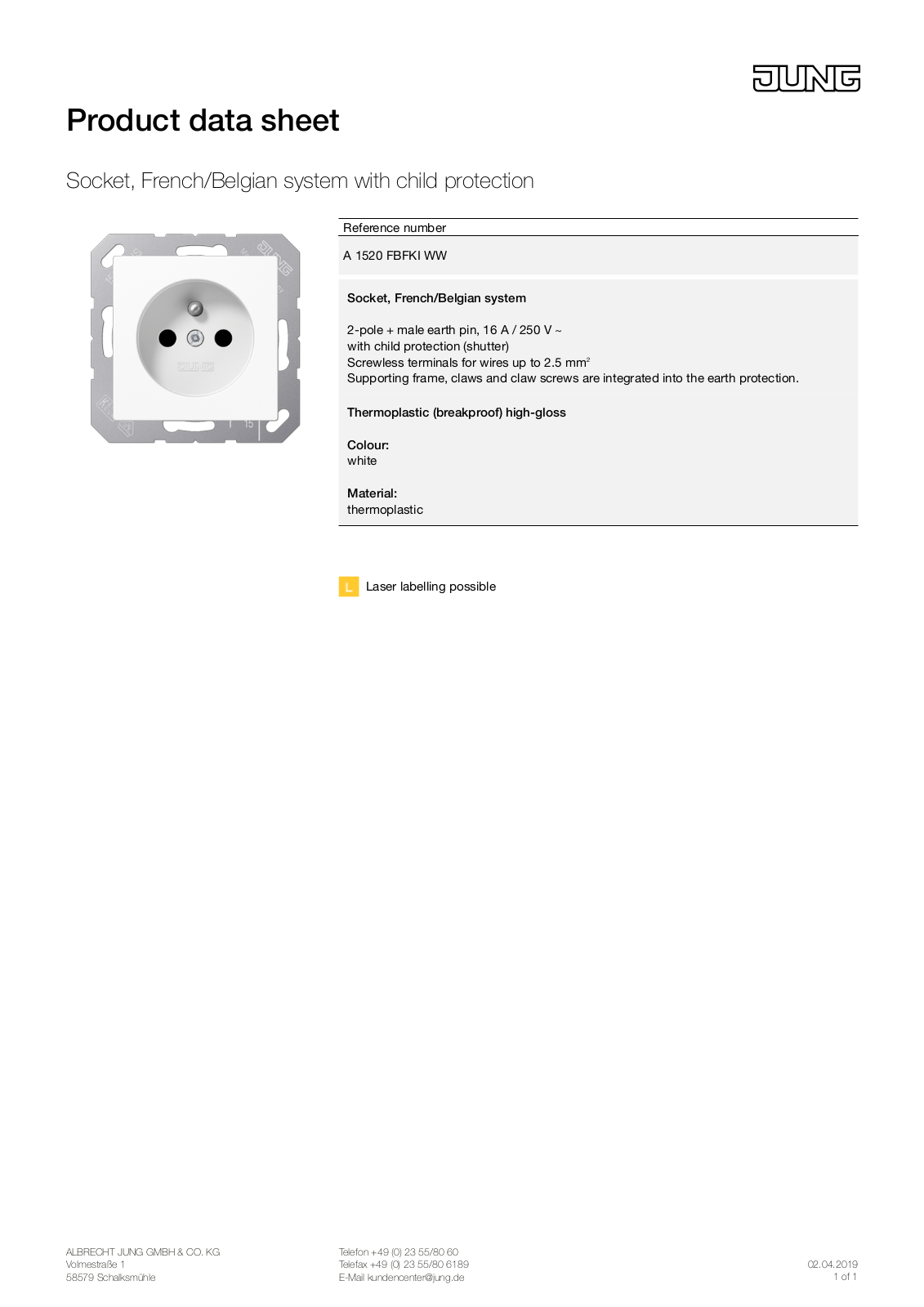 Jung A 1520 FBFKI WW User Manual