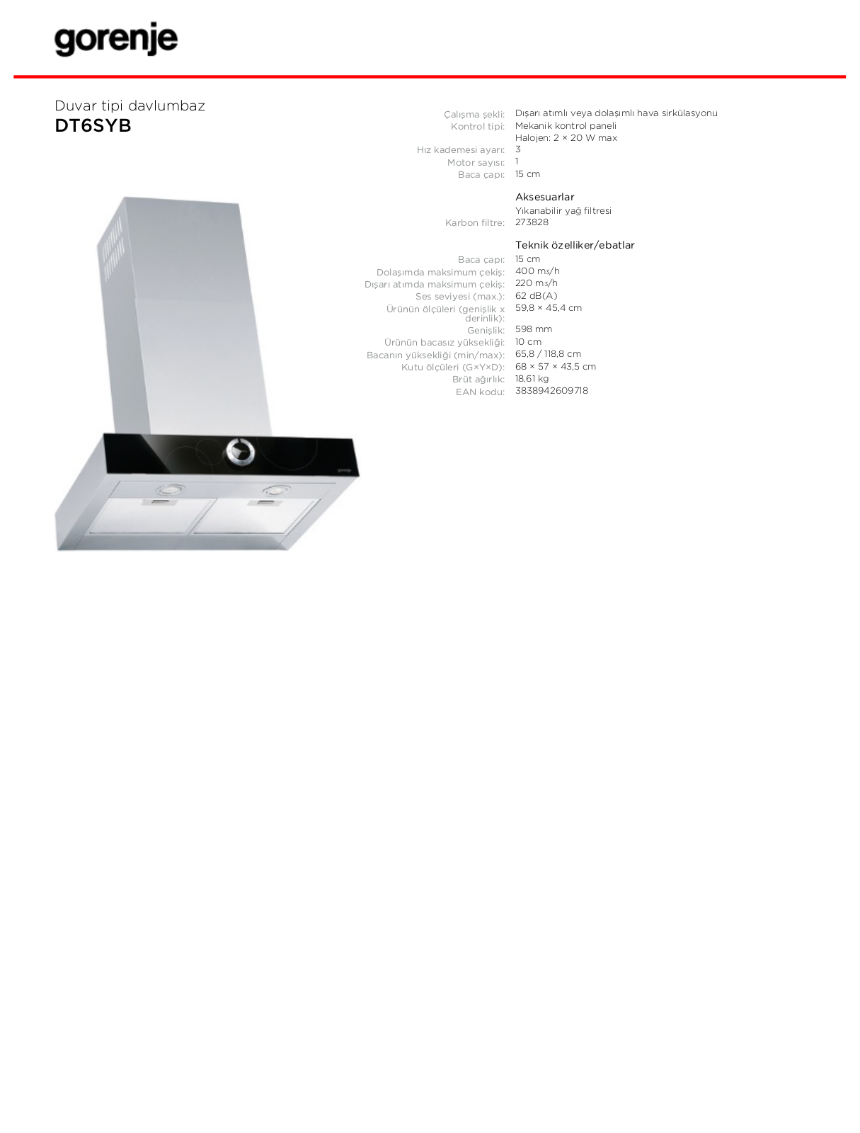 Gorenje DT 6 SY DATASHEET