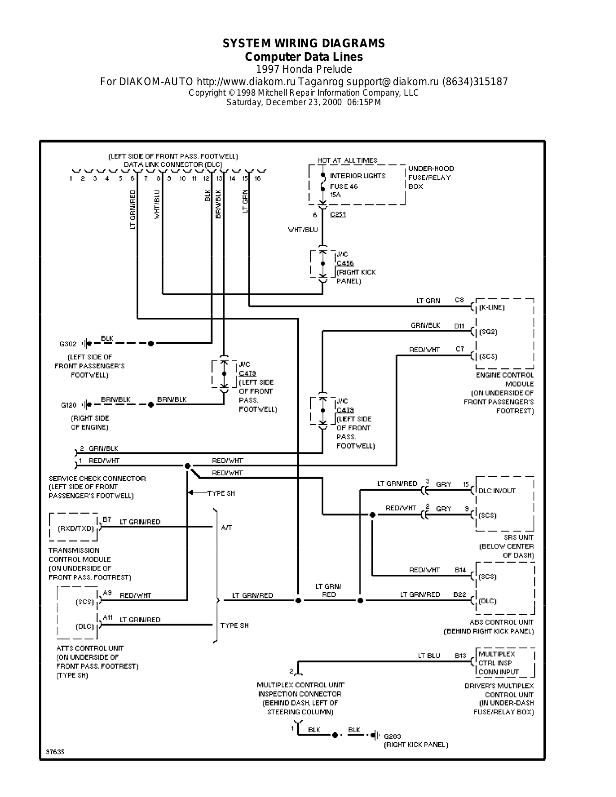 Honda Prelude 1997-1999 Wire Diagrams  17469