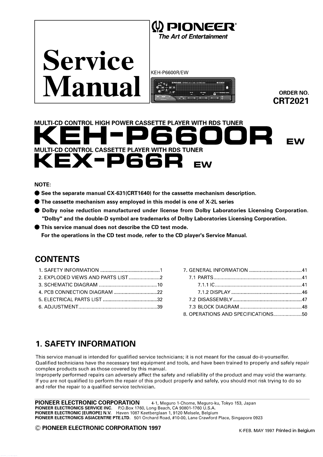 Pioneer KEHP-66-R, KEHP-6600-R Service manual