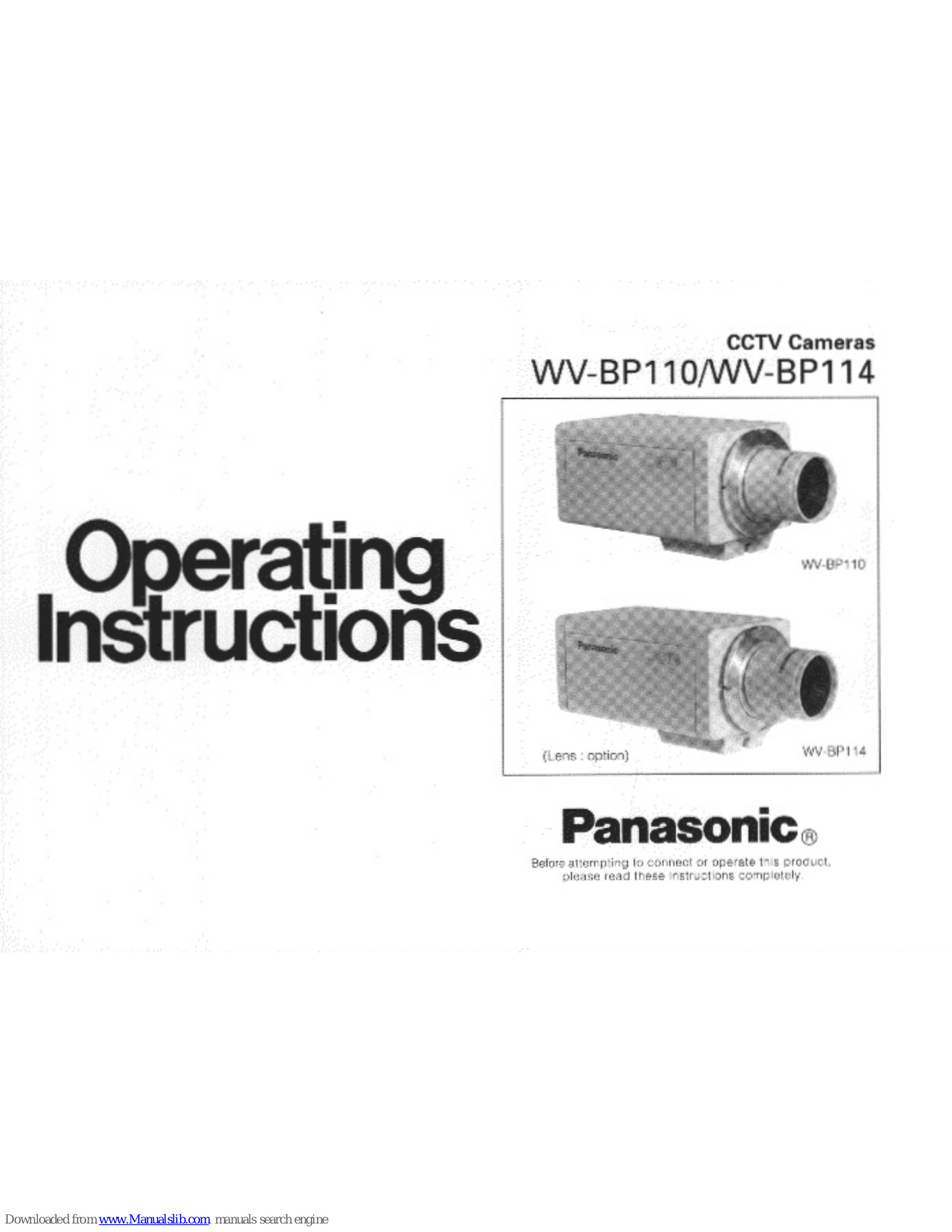 Panasonic WV-BP114 Operating Instructions Manual