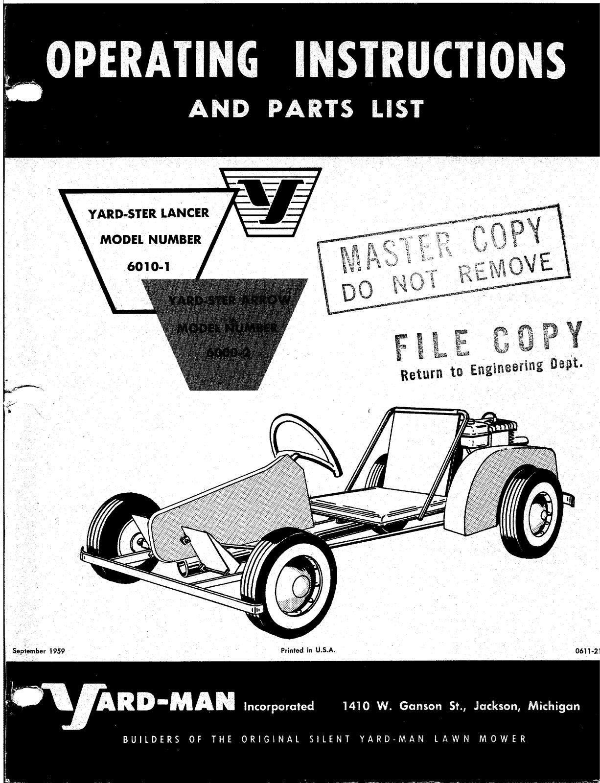 yard-man 6010-1, 6000-2 operators Manual