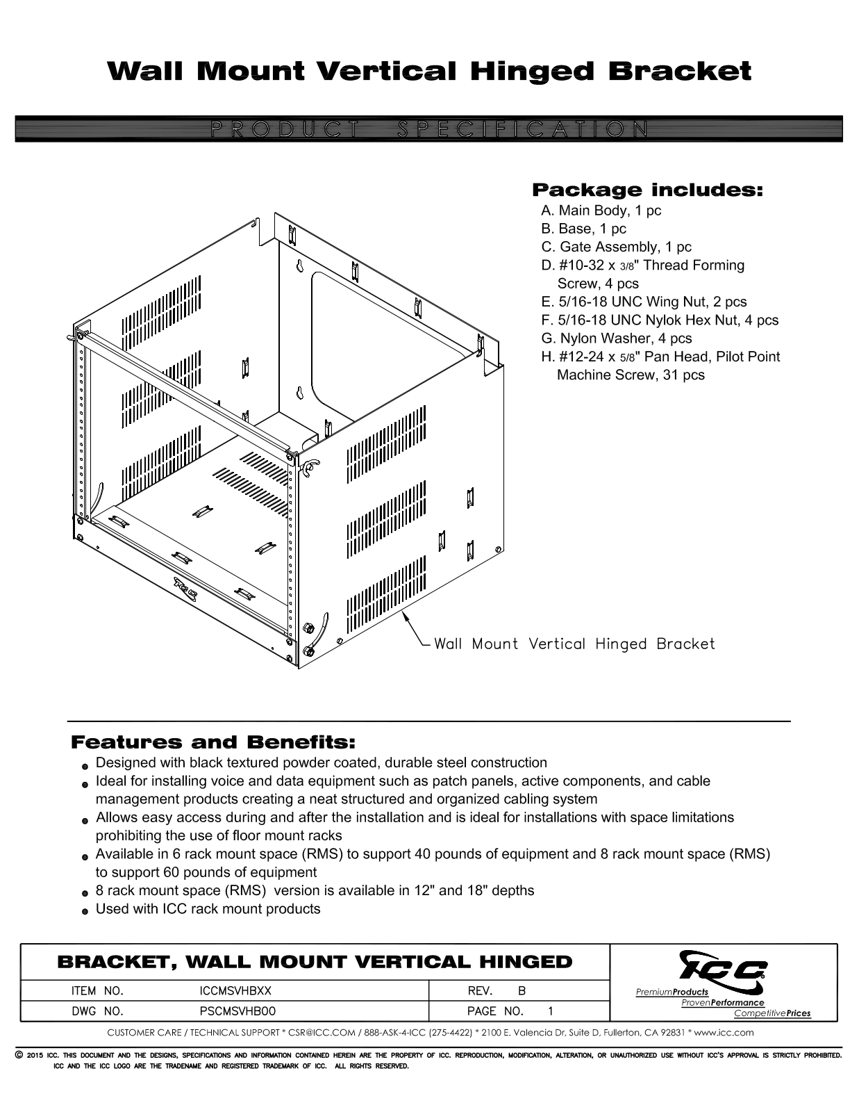 ICC ICCMSVHB06, ICCMSVHB08, ICCMSVHB18 Specsheet