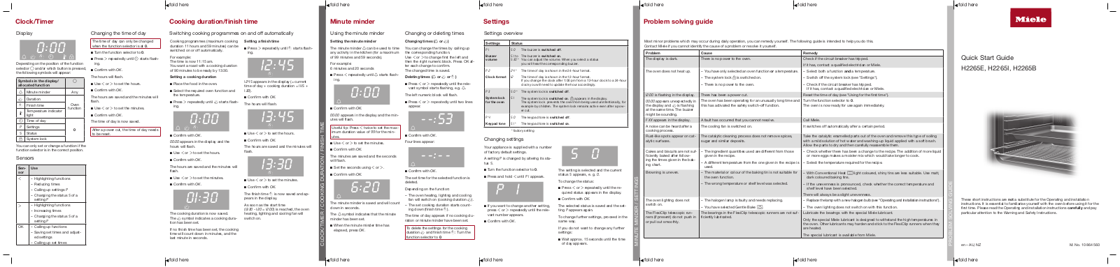 Miele H2265B Quick Guide