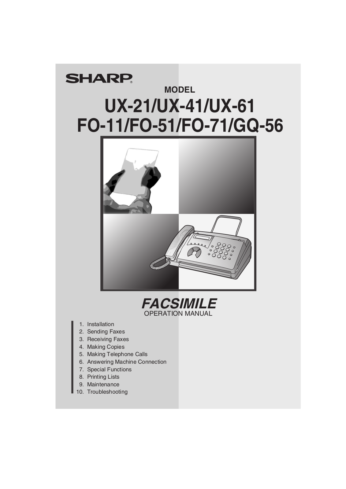 SHARP FO-11/51/71/GQ-56/UX-21/41/61 User Manual