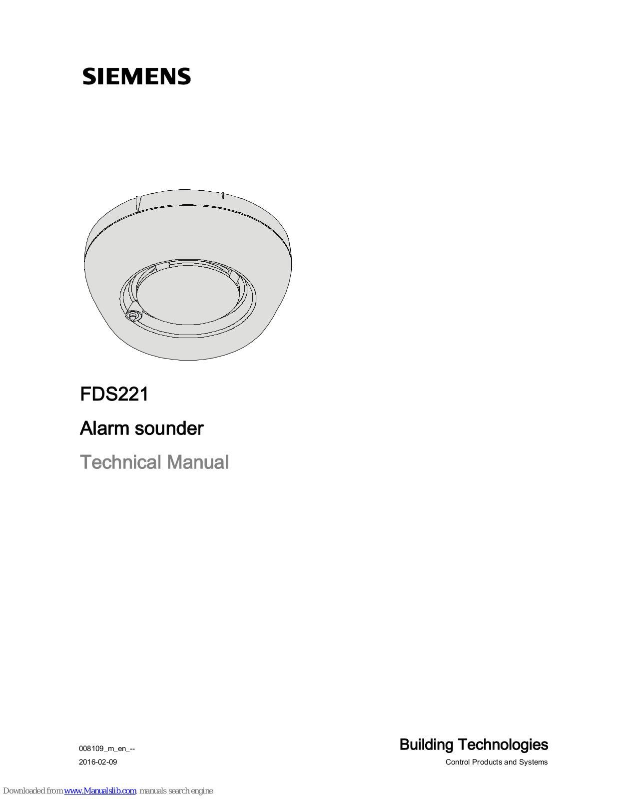 Siemens FDS221-W, FDS221-R Technical Manual