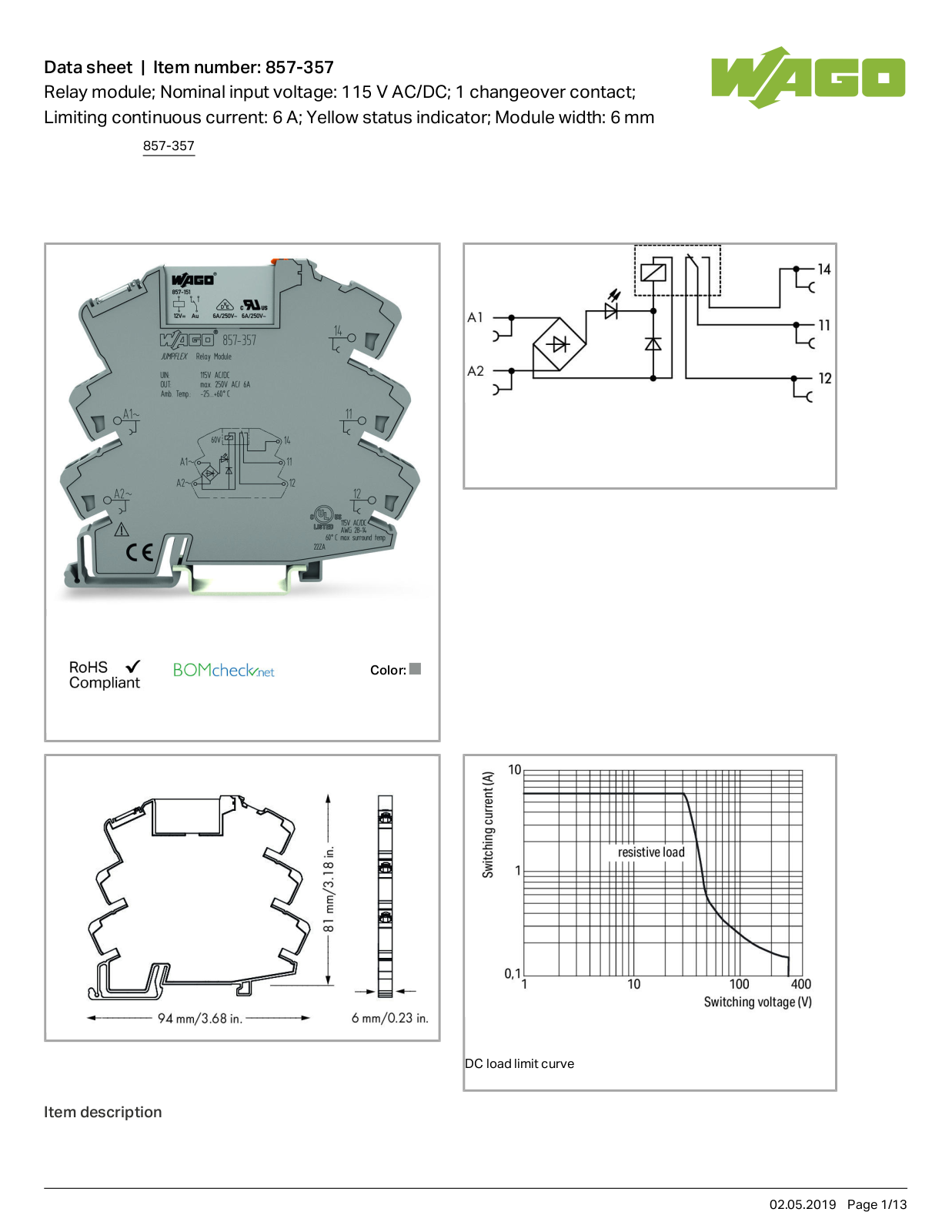 Wago 857-357 Data Sheet