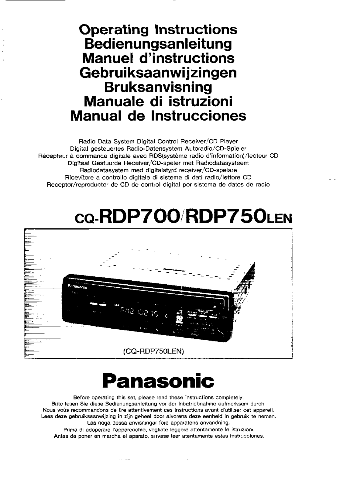 Panasonic CQ-RDP75OL User Manual