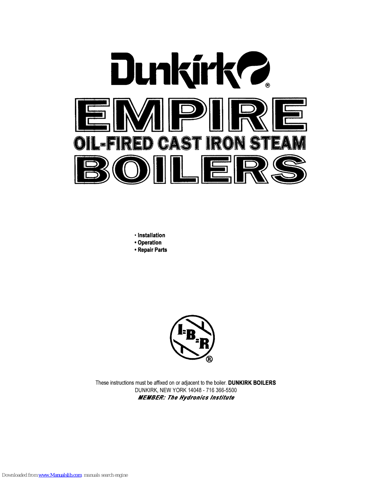 Dunkirk 4ES1.50C, 3ES1.00C, 4ES1.75C, 4ES1.85C, 3ES1.00 Installation & Operation Manual - ManualMachine.com