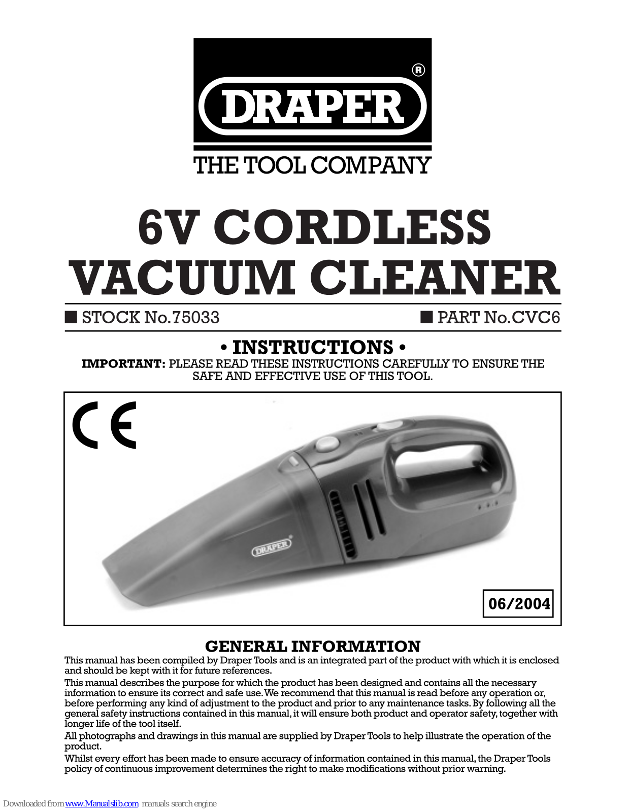 Draper CVC6 Instructions Manual - ManualMachine.com