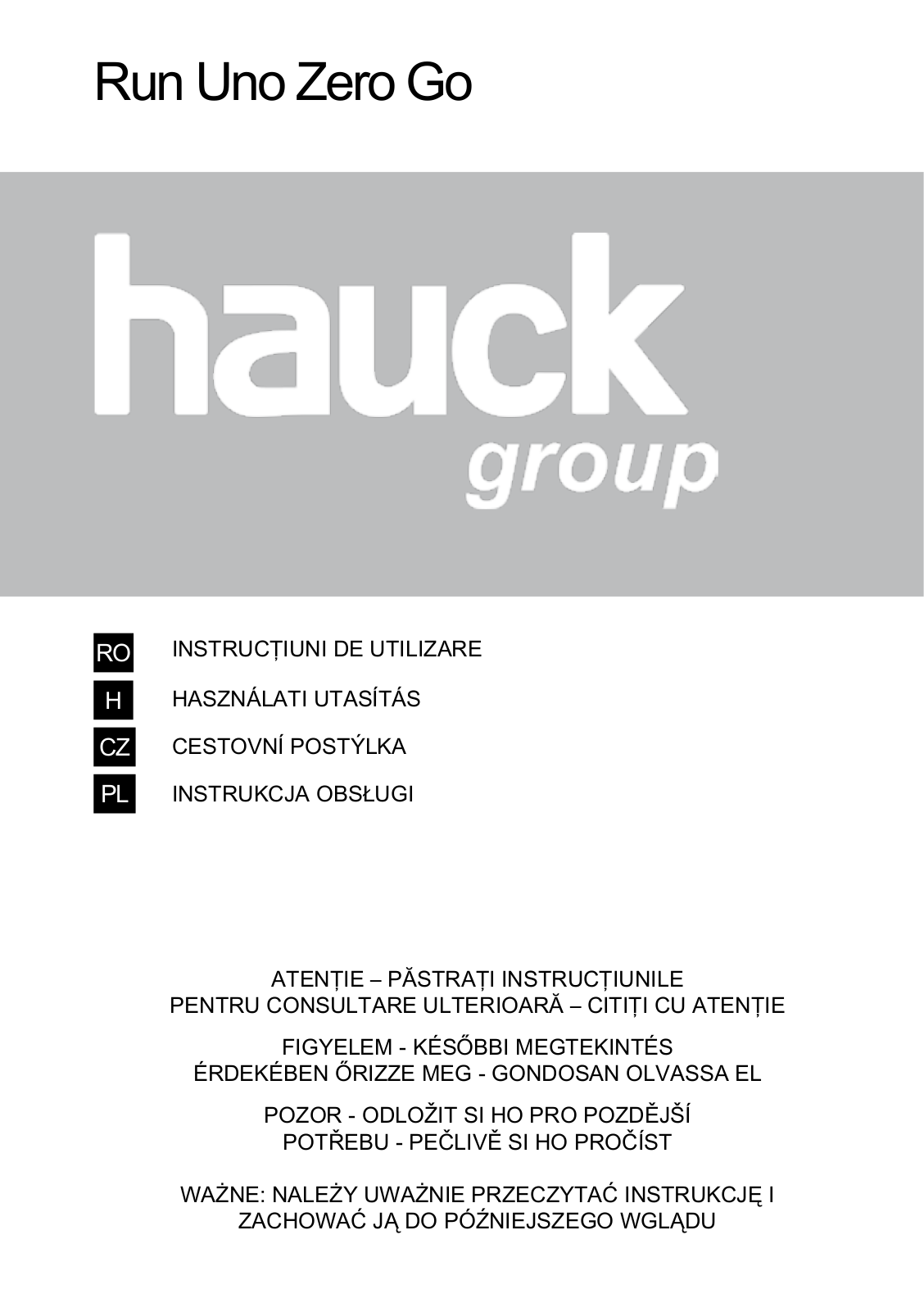 Hauck RUN UNO ZERO GO User Manual