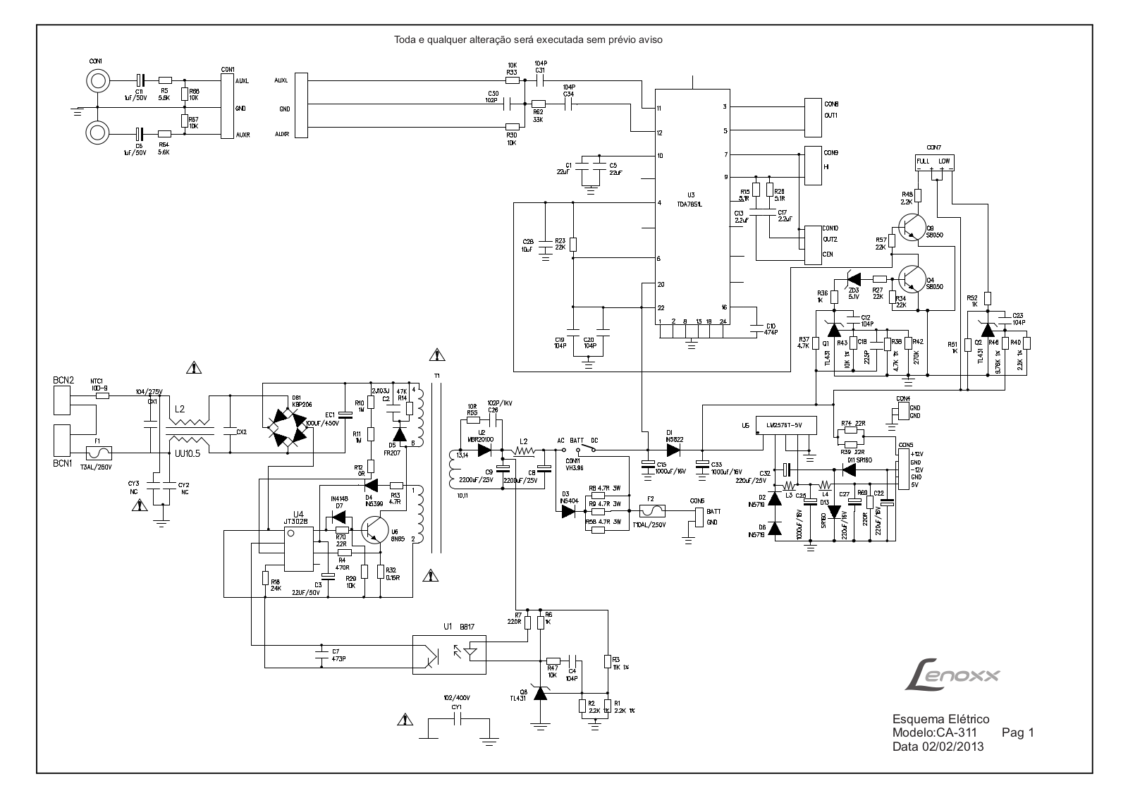 Lenoxx CA-311 Schematic