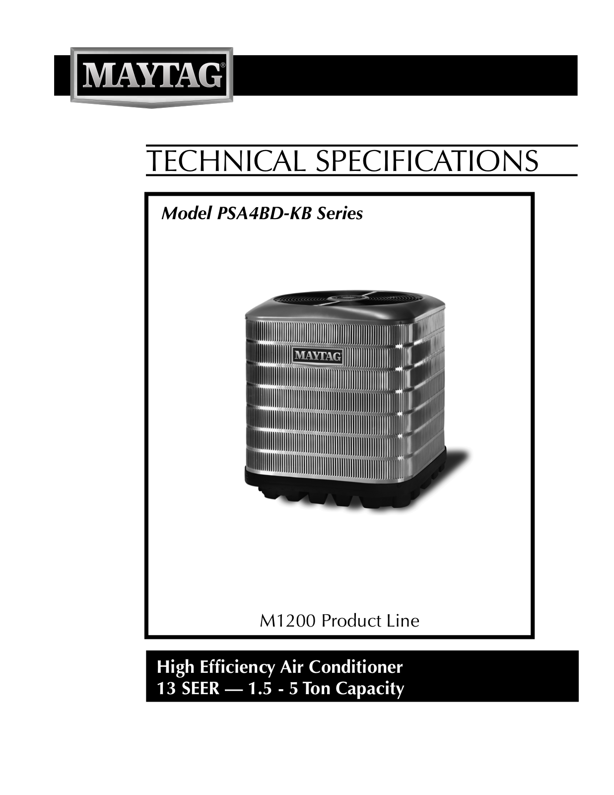 Maytag PSA4BD-KB Technical Literature