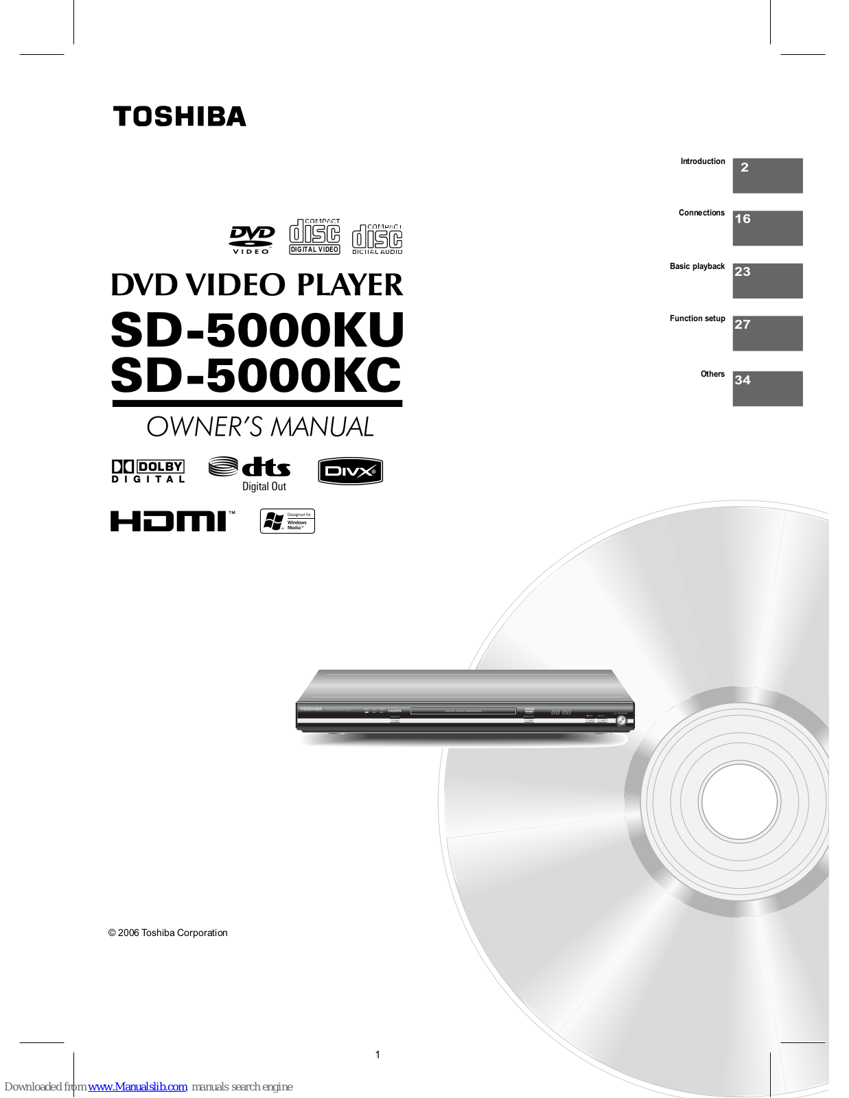 Toshiba SD-5000KU, SD-5000KC Owner's Manual