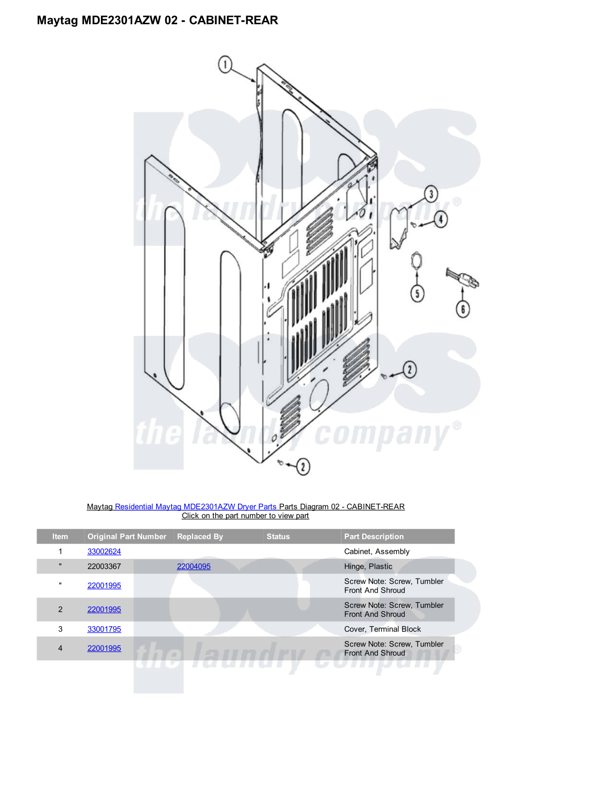 Maytag MDE2301AZW Parts Diagram