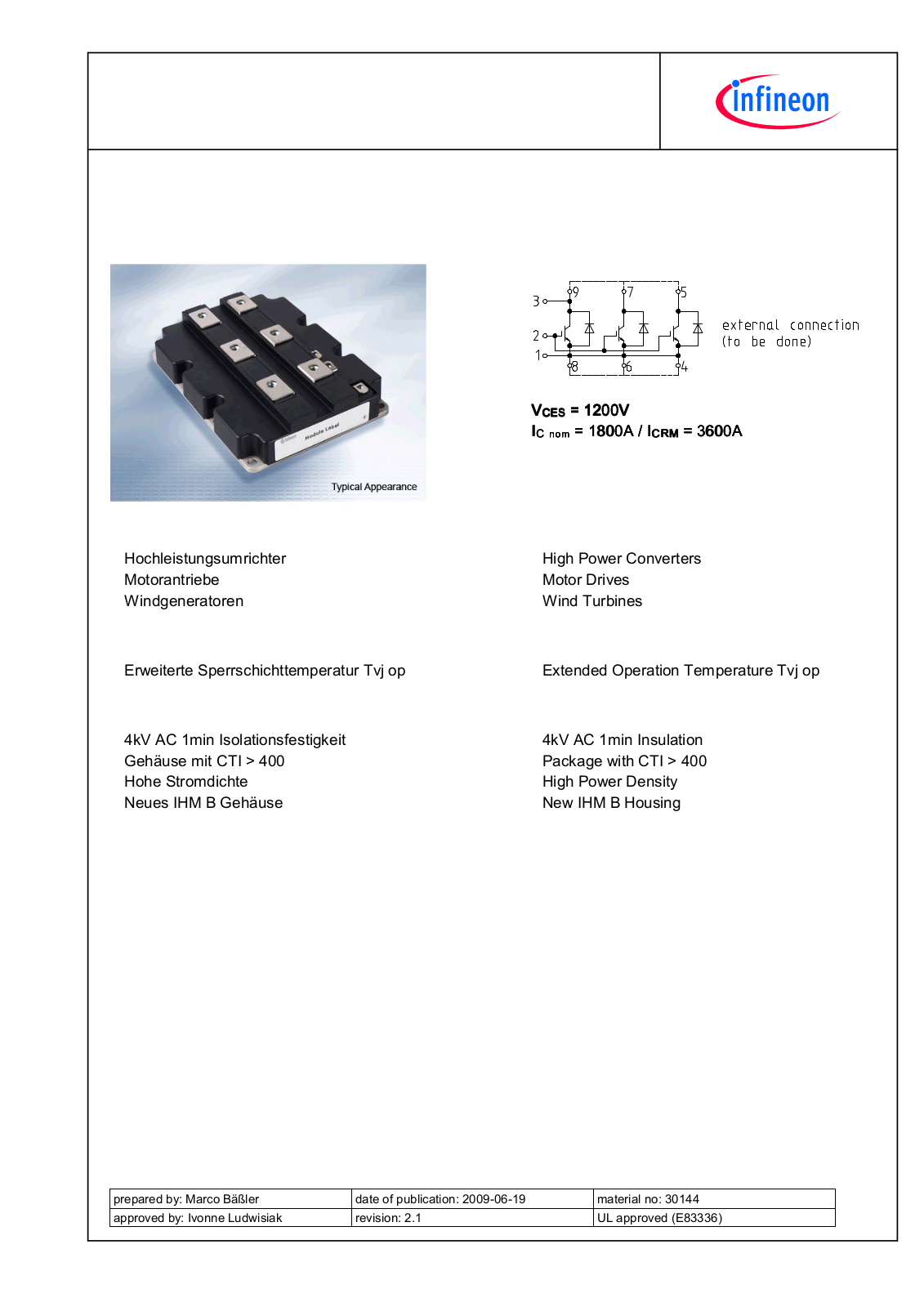 Infineon FZ1800R12HP4-B9 Data Sheet