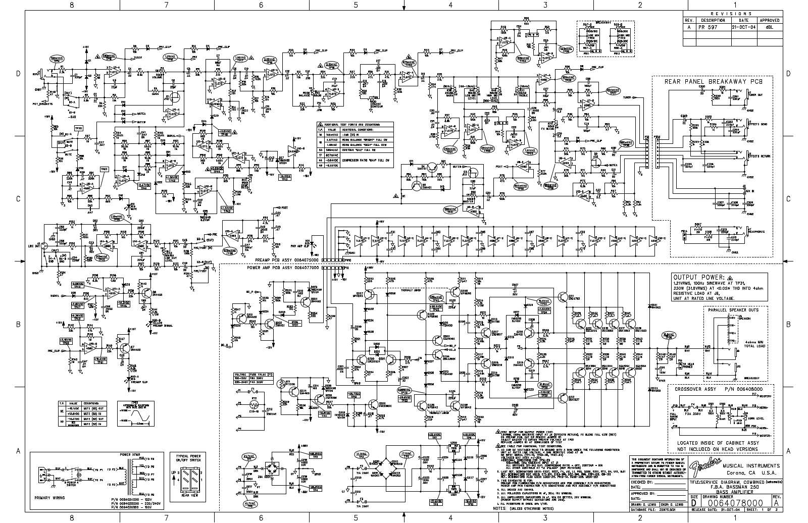 Fender Bassman-250-FBA Schematic