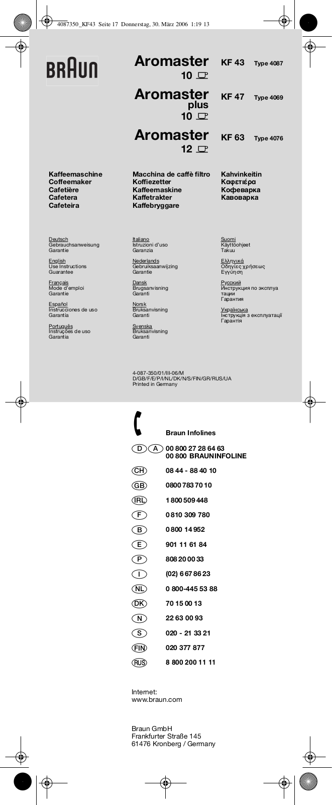 Braun 4087, 4076, 4069 User Manual