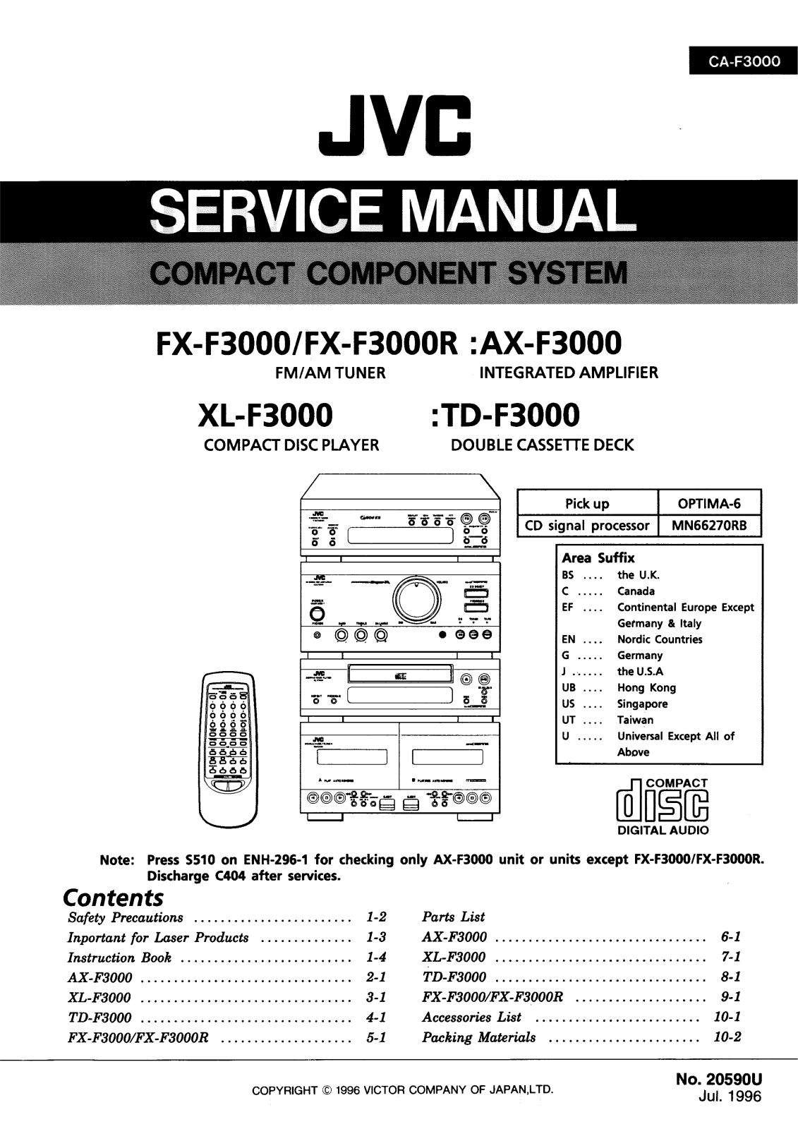JVC FXF-3000, FXF-3000-R, AXF-3000, TDF-3000, XLF-3000 Service manual