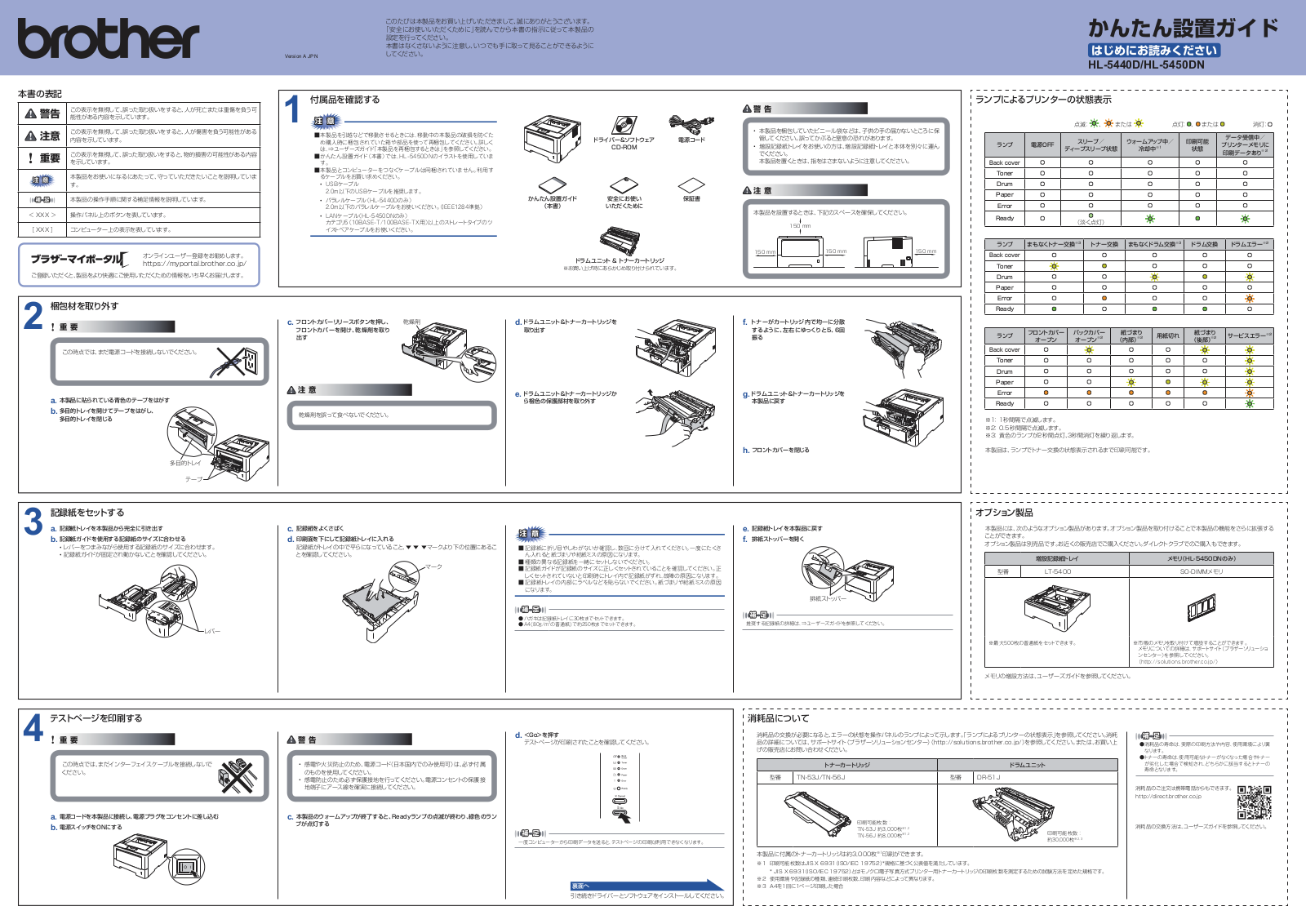 Brother HL-5440D, HL-5450DN Easy installation guide