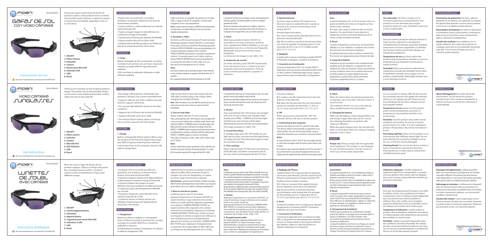 imperii electronics Video Camera Sunglasses Instruction Manual