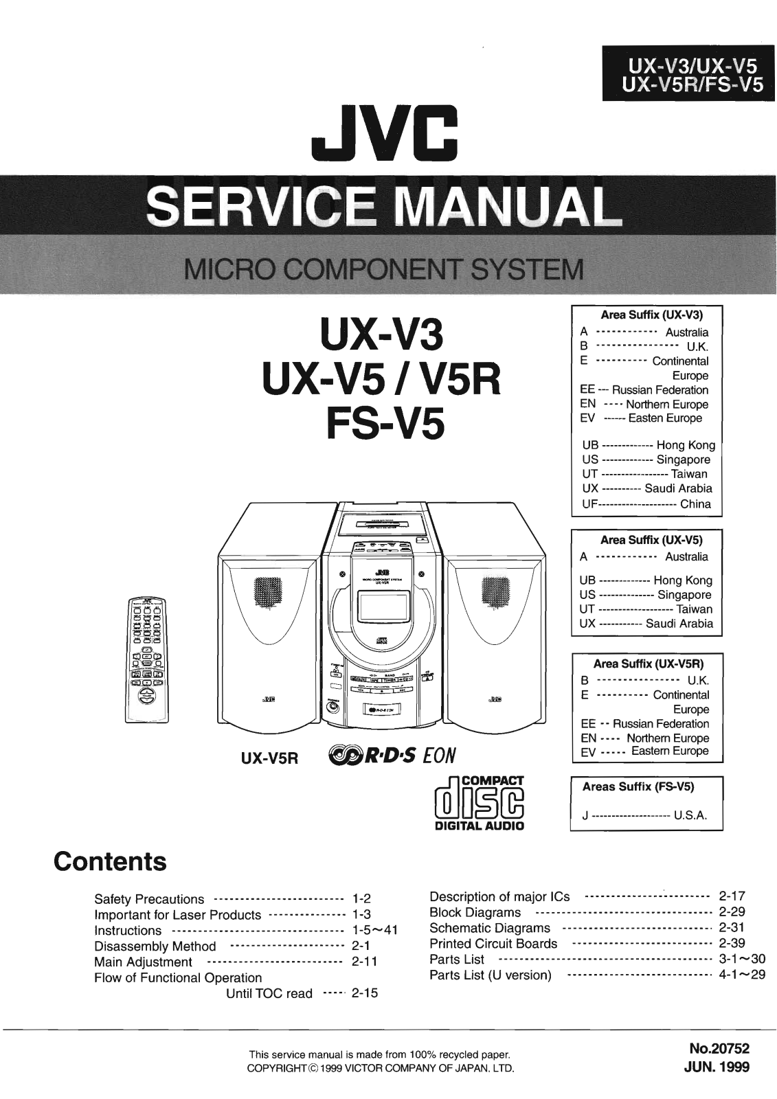 Jvc UX-V5 Service Manual