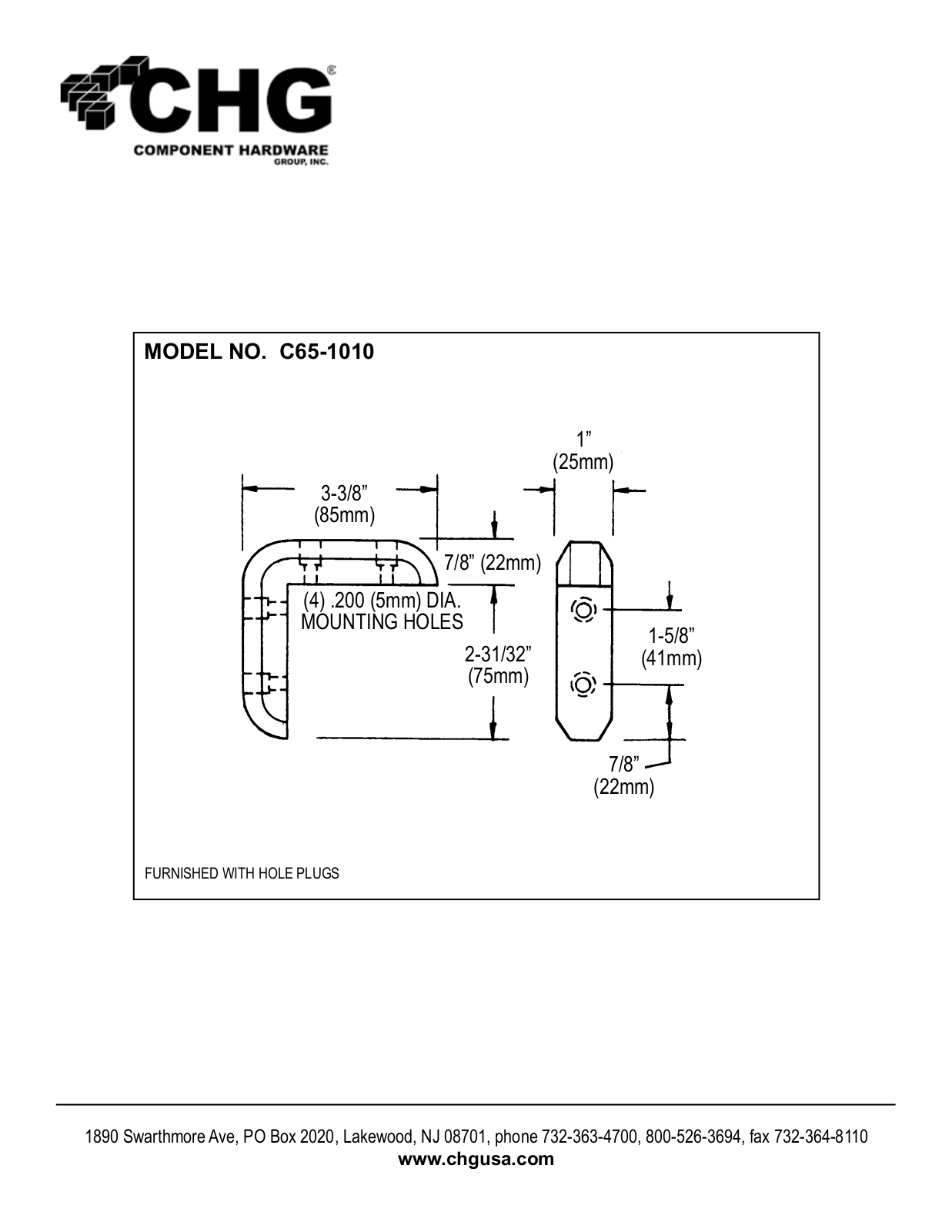 Component Hardware C65-1010 User Manual