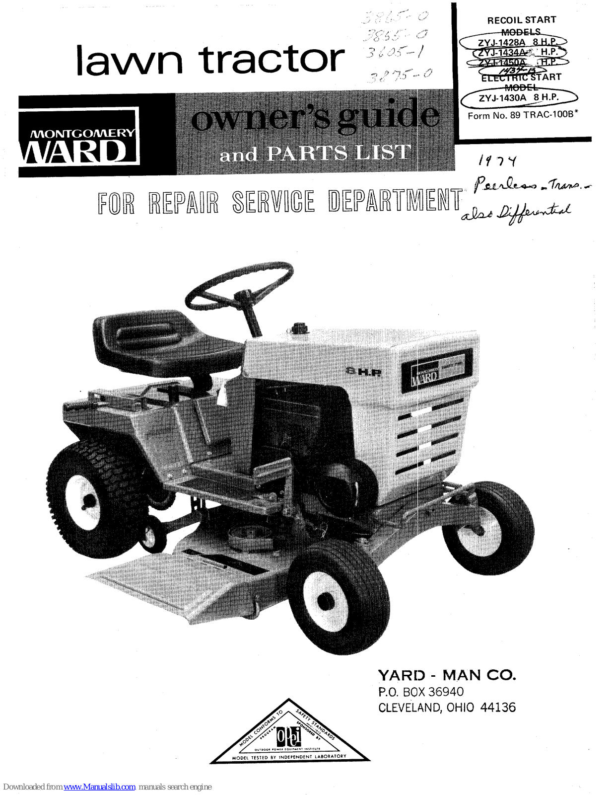 Montgomery Ward ZYJ-1430A, ZYJ-1437B Owner's Manual