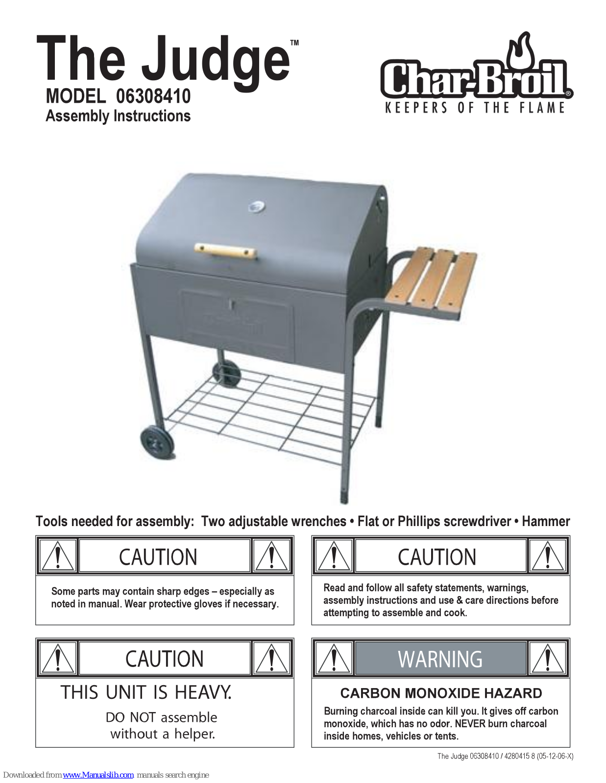 Char-Broil Judge 06308410 Assembly Instruction Manual