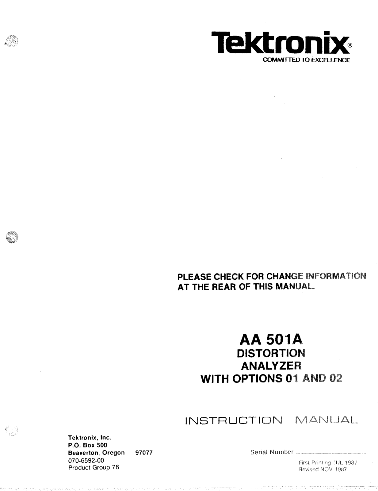 Tektronix AA 501A User Manual