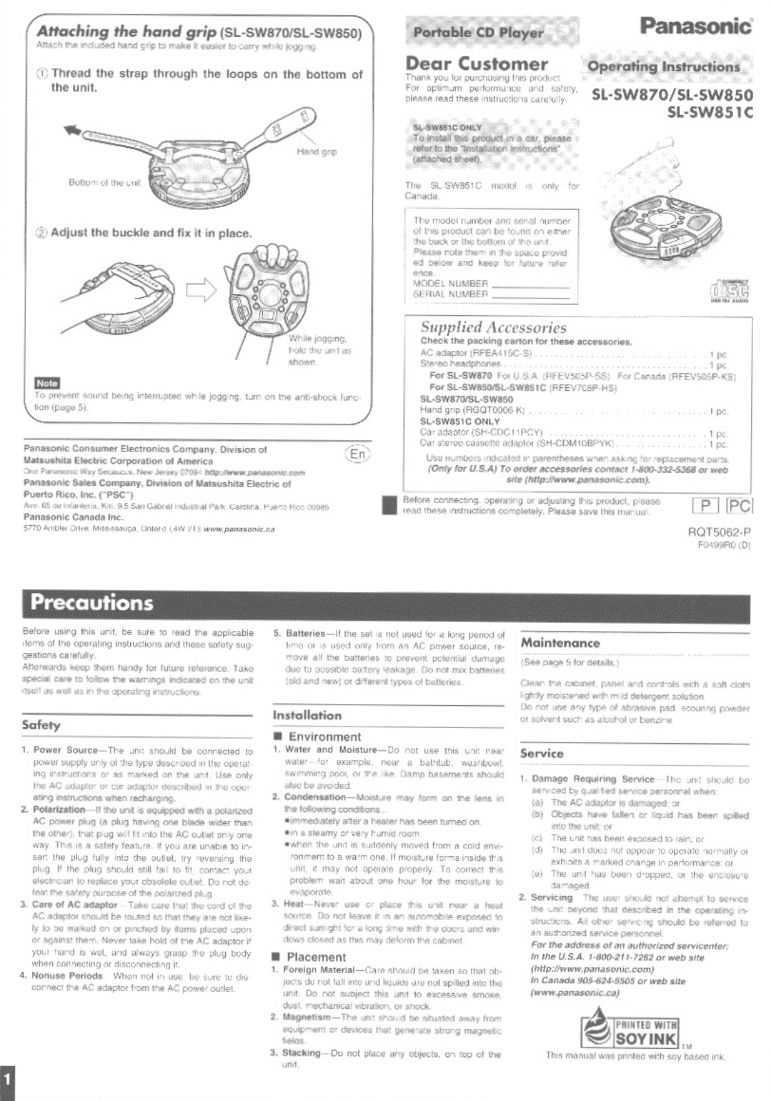 Panasonic SL-SW850, SL-SW870 User Manual