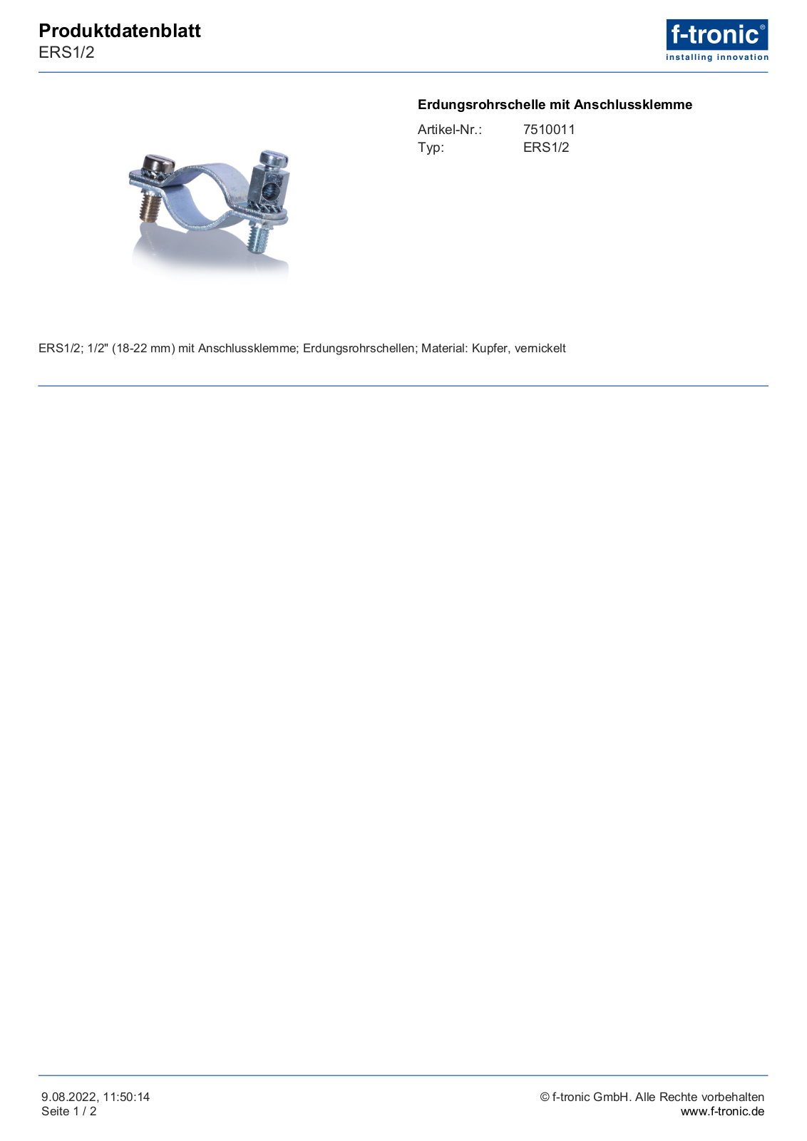 F-TRONIC EL ERS 12 Datasheet - ManualMachine.com