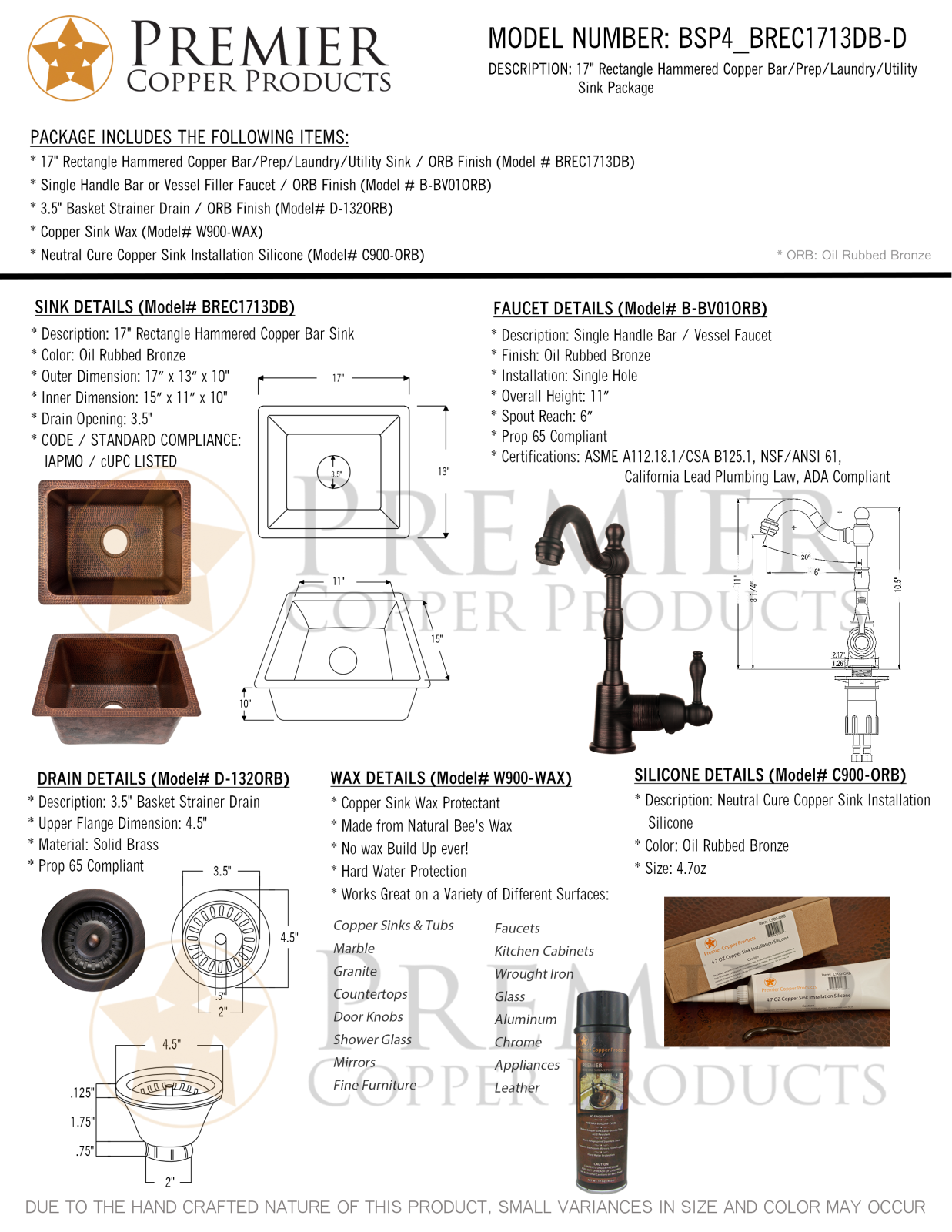 Premier Copper Products IER10080 Specifications - ManualMachine.com