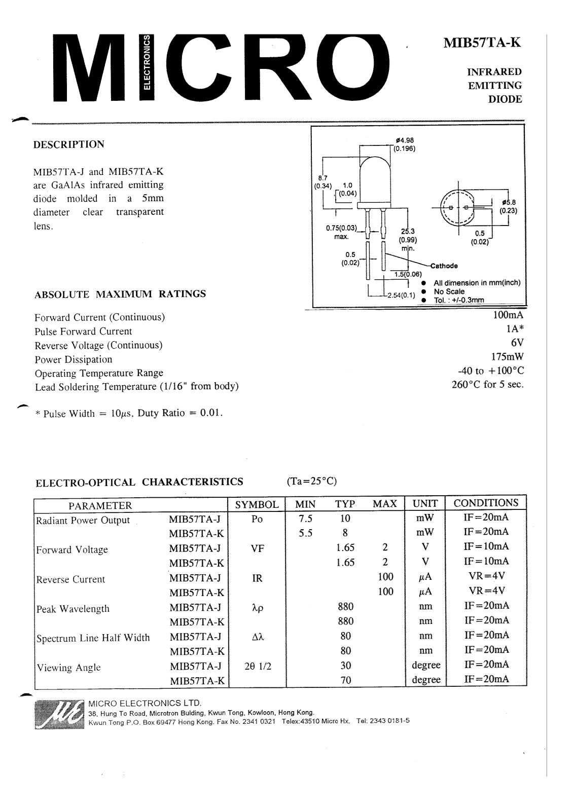 MICRO MIB57TA-K, MIB57TA-J Datasheet