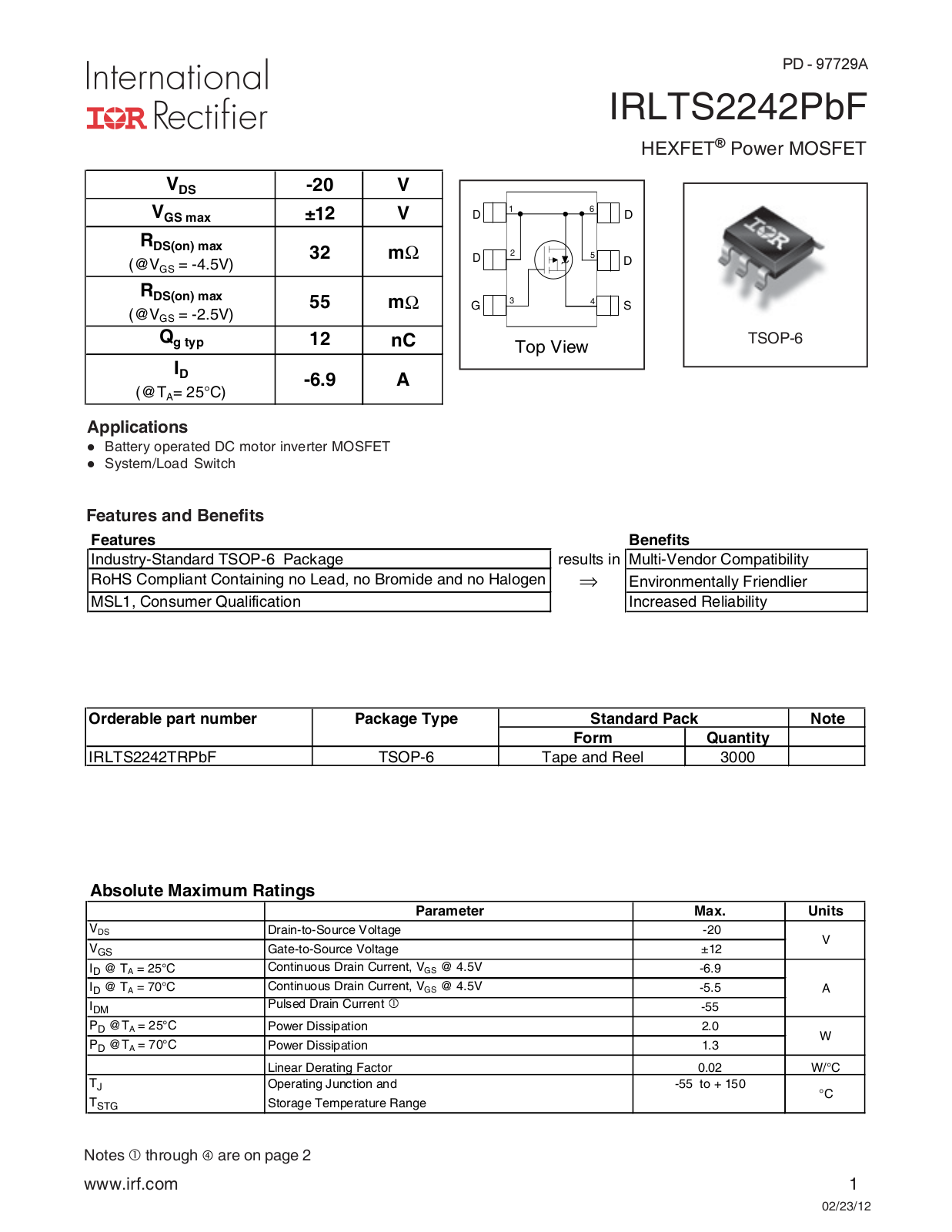 Rainbow Electronics IRLTS2242TRPBF User Manual