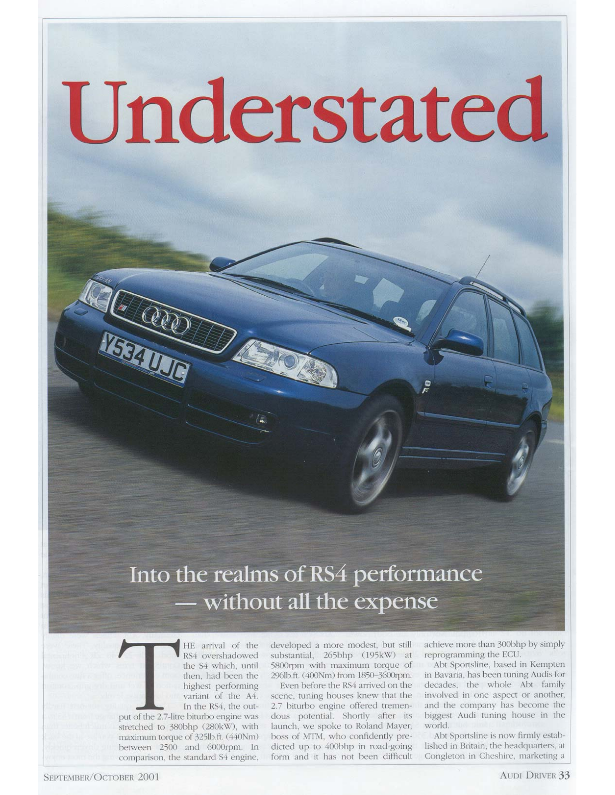 Audi RS4 2001 User Manual