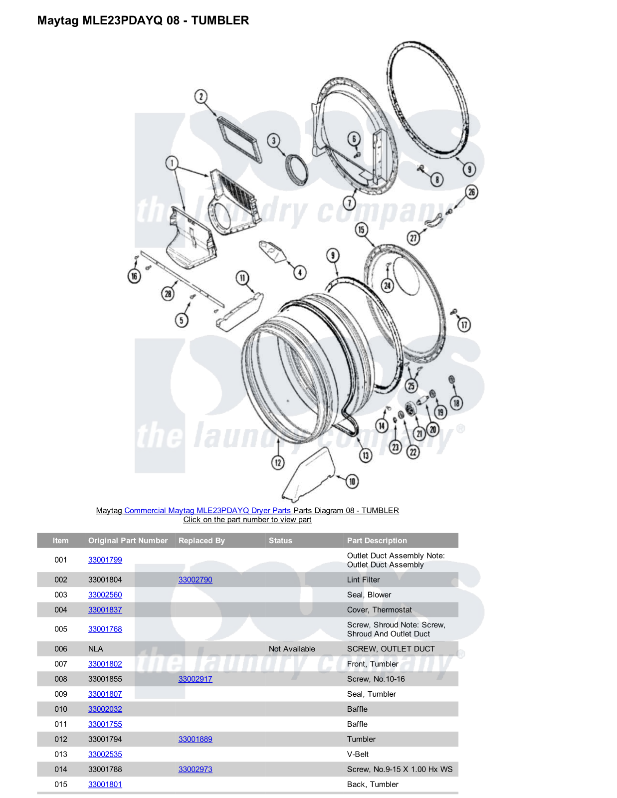 Maytag MLE23PDAYQ Parts Diagram