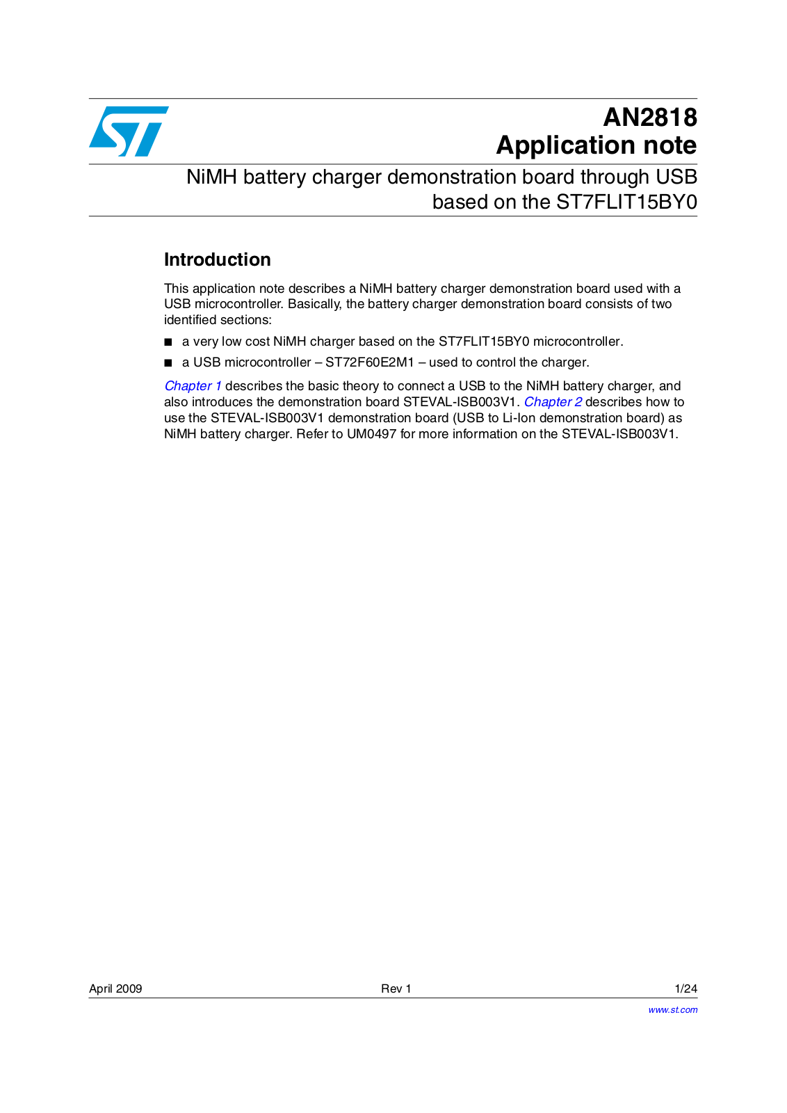 ST AN2818 Application note