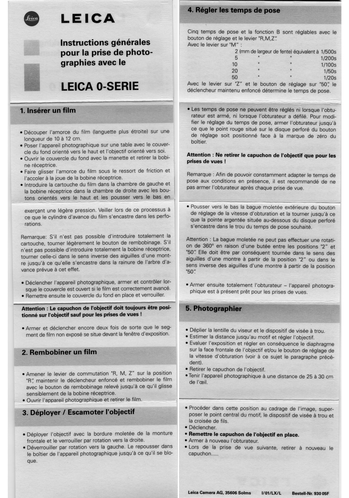 LEICA SERIE 0 User Manual