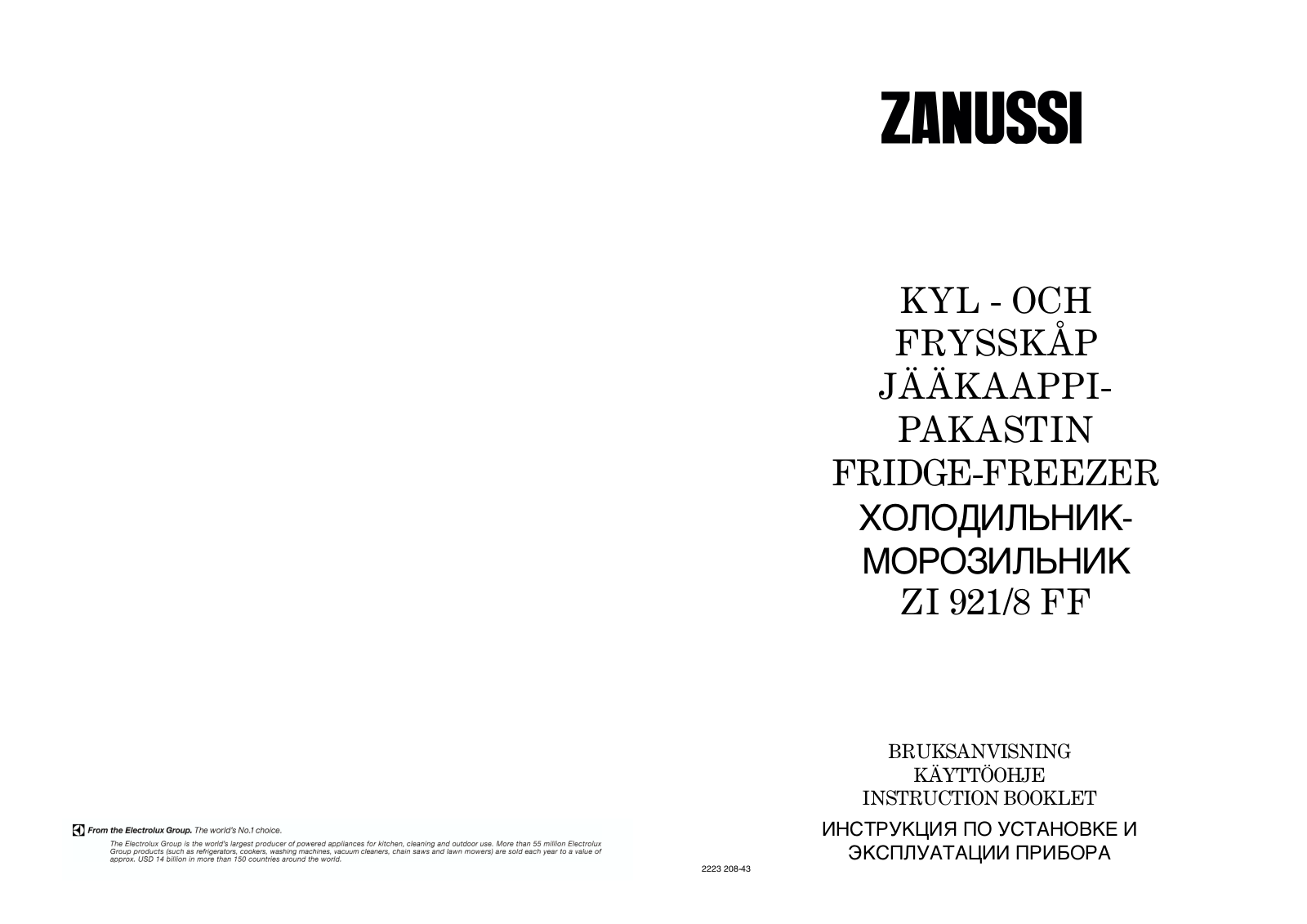 Zanussi ZI921/8FF User Manual