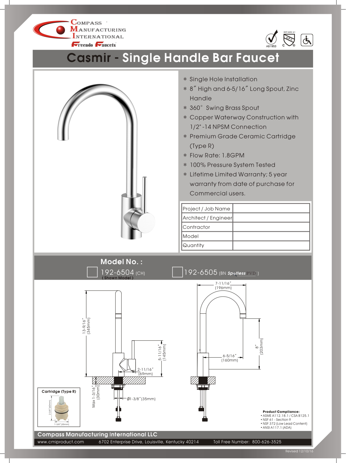 CMI QMV10120 Specifications - ManualMachine.com