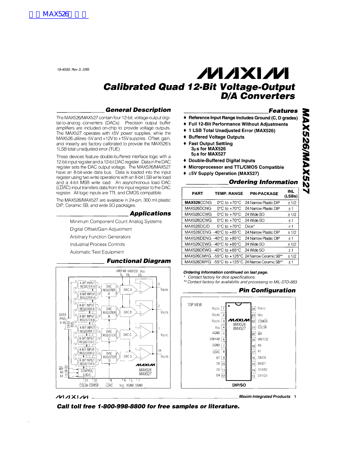 MAXIM MAX526, MAX527 User Manual