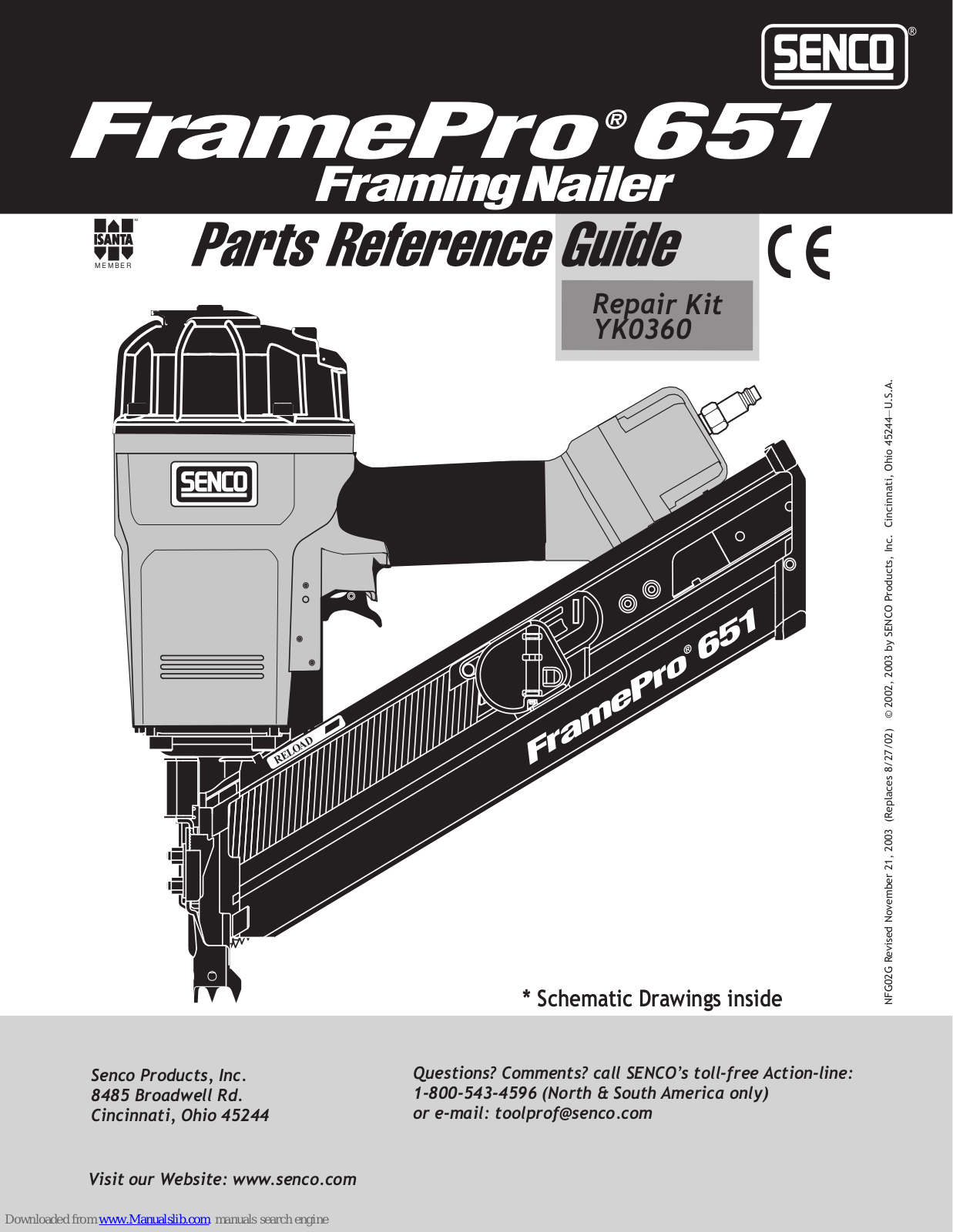 Senco FramePro YK0360, FramePro 651 Parts Reference Manual