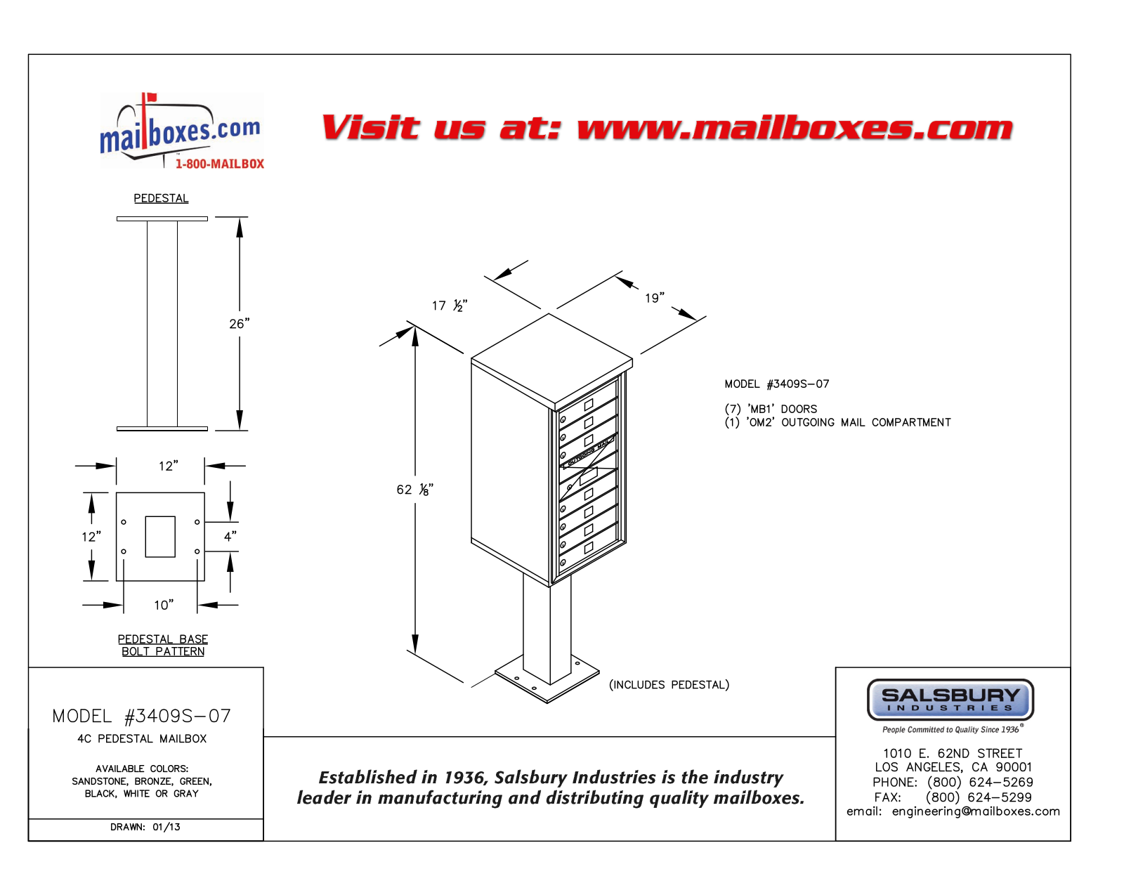 Salsbury Industries 3409S07WHT User Manual