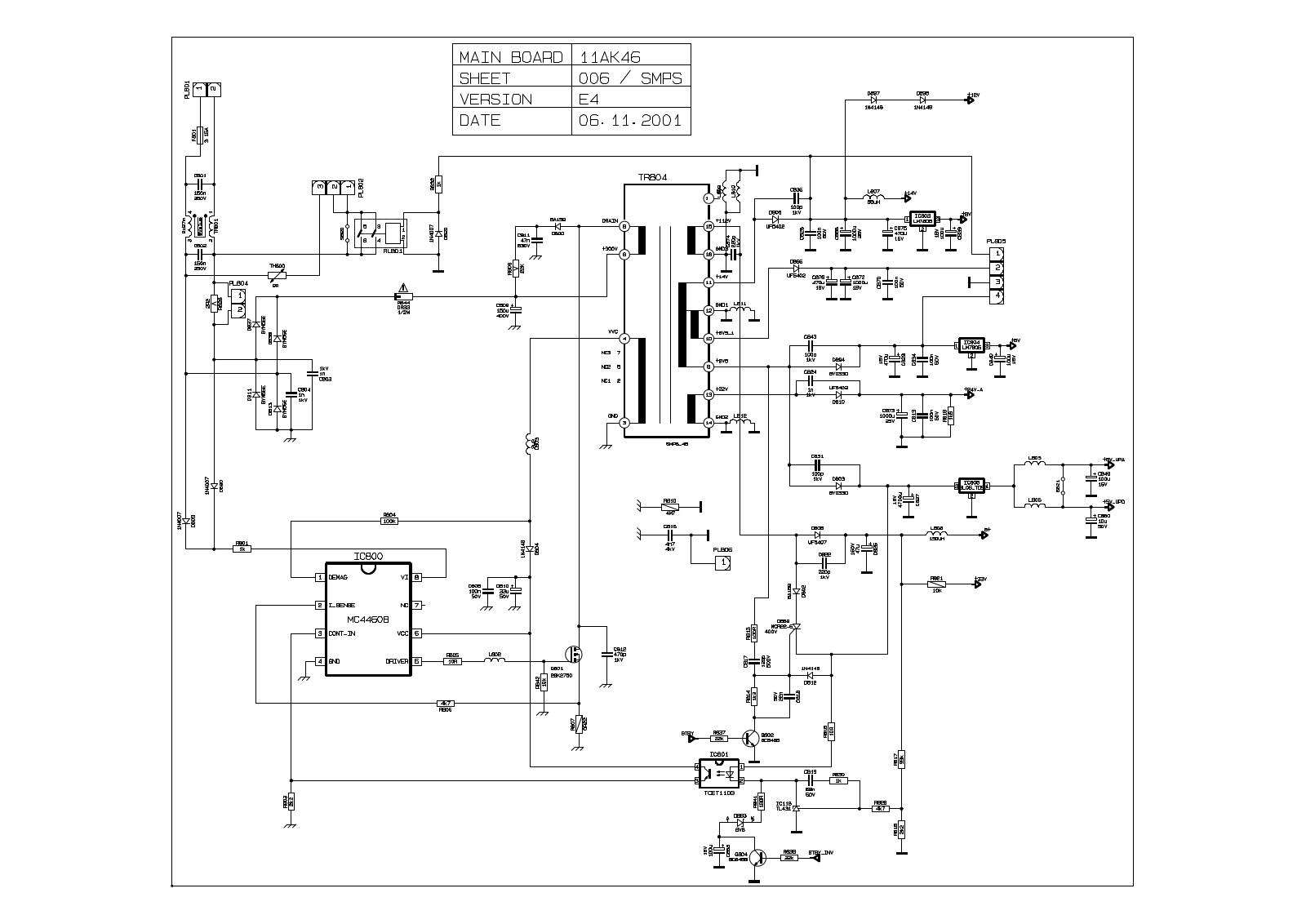 VESTEL 11AK46, AK46 Schematics smps