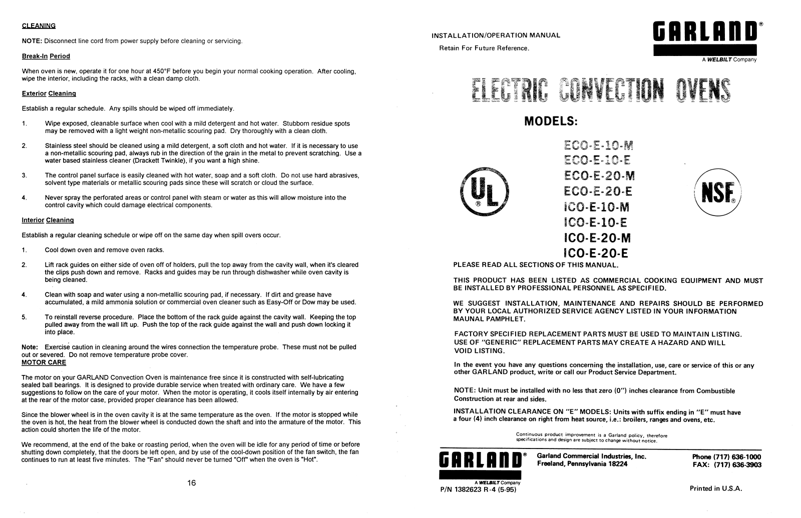 Garland ICO-E-20-E, ECO-E-10-M, ECO-E-20-M, ECO-E-10-E, ICO-E-10-M User Manual