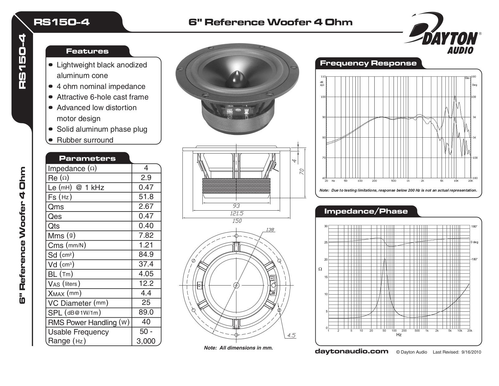 Dayton RS150-4 User Manual