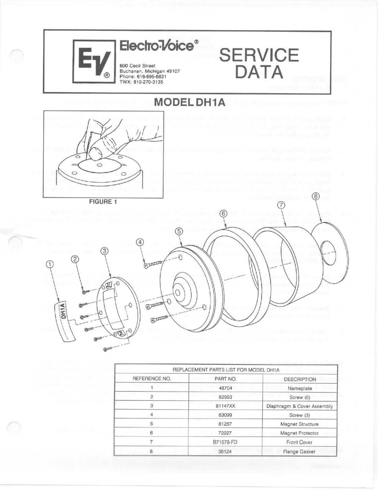 Electro-voice DH1A DATASHEET